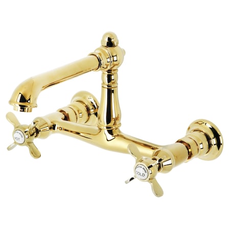 Kingston Brass KS7242BEX Two-Handle Wall Mount Bathroom Faucet, Polished Brass KS7242BEX